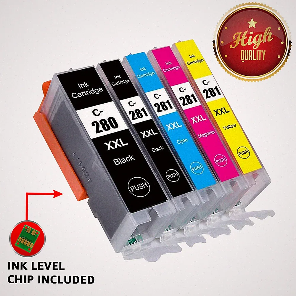 5PK XXL PGI-280 CLI-281 Printer Ink for Canon Pixma TS6320 TR8620A TR8622A TS702