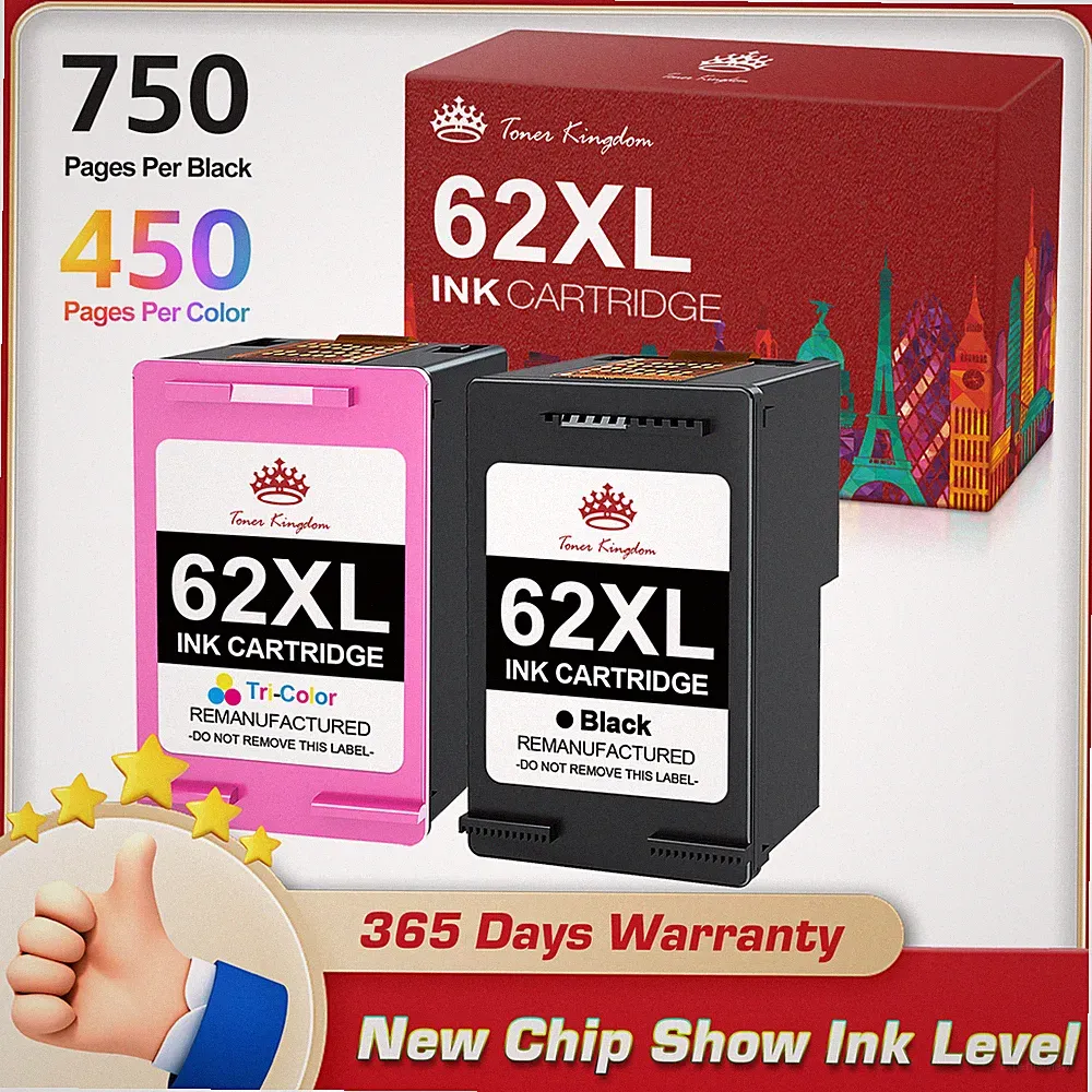 62 XL XXL Ink Cartridges For HP Ink 62XL Envy 7645 7640 5640 5660 5740 Printer