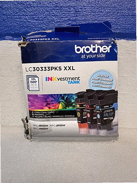 Brother Genuine LC3033 3PKS XXL Yellow/Cyan/Magenta Super High Yield Ink Set New