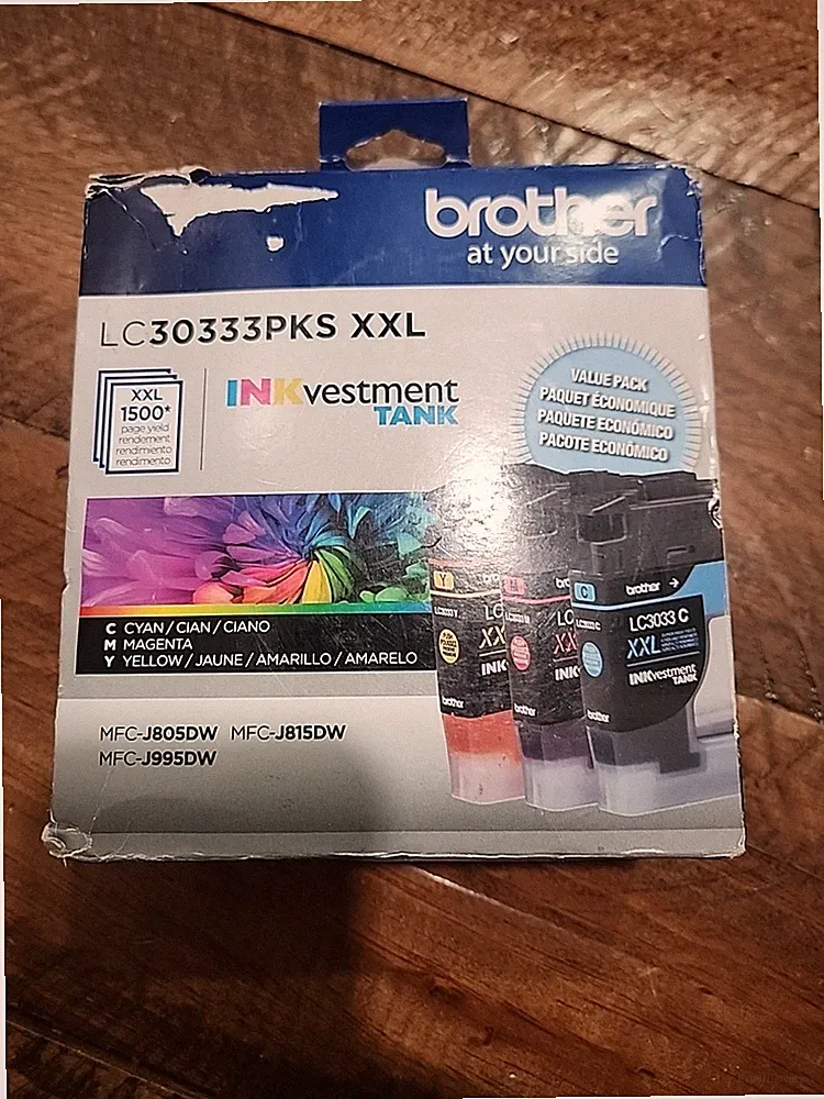 Brother LC30333PKS XXL Yellow/Cyan/Magenta Ink 3-Pack Color EXP 04/2026