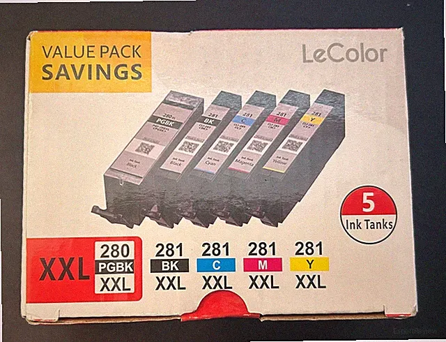LeColor 5 Pack Ink XXL 280 PGBK 281BK 281C 281M 281Y Canon 280 281 Replacement