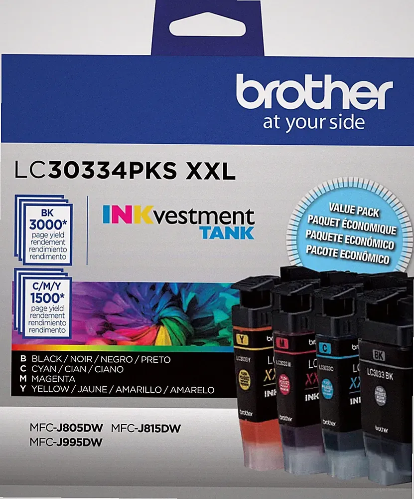 New Genuine Brother LC3033XXL Black Cyan Magenta Yellow 4PK Ink Cartridges 2026