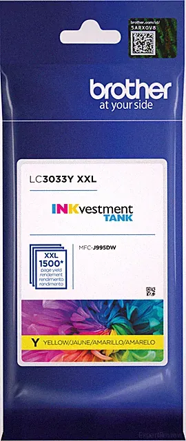 New Genuine Brother LC3033XXL Yellow Ink Cartridge Bag Exp. 2026