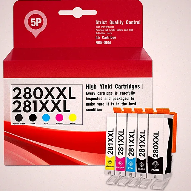 Replacement Canon PGI-280XXL CLI-281XXL Ink for TS9520 TR8520 TS6220 (5-Pack)